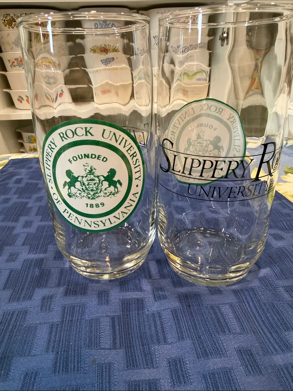 Set of 2 Libbey Clear Glass Cups Slippery Rock University